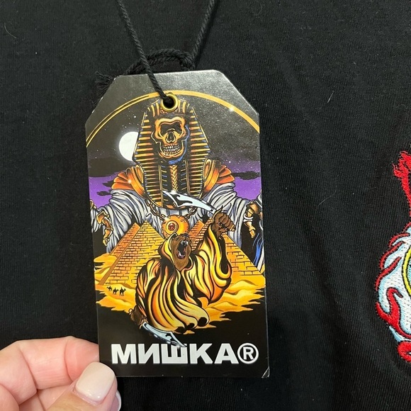 Mishka "Engineered To Destroy" Black T-Shirt With Biker Skull Graphic Size Large - Picture 12 of 16